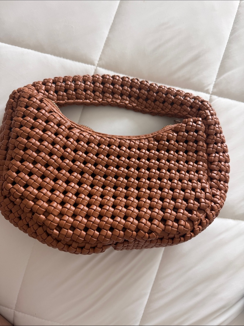 Woven Hobo Shoulder Bag - Brown